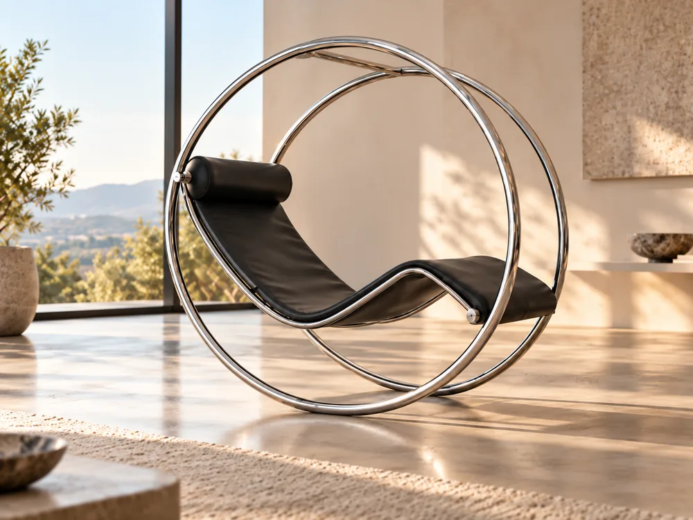 Chaise longue Active Loungers devant une baie vitrée